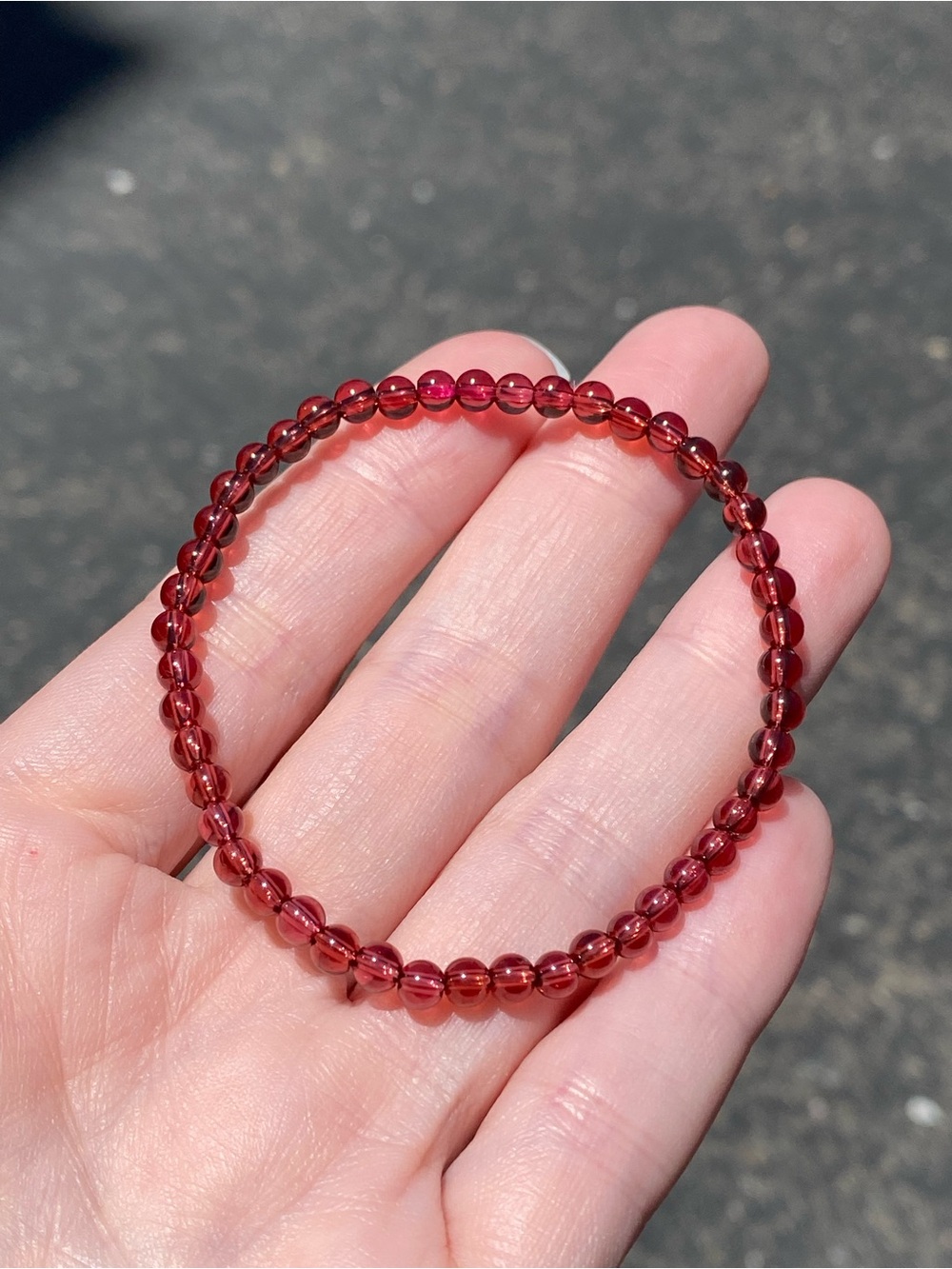 Pink Garnet Bracelet 4.1mm | Natural Garnet Crystal Bracelet | 7"